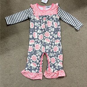 Little Millie Floral Gray and Pink Kids One Piece jumper NWT